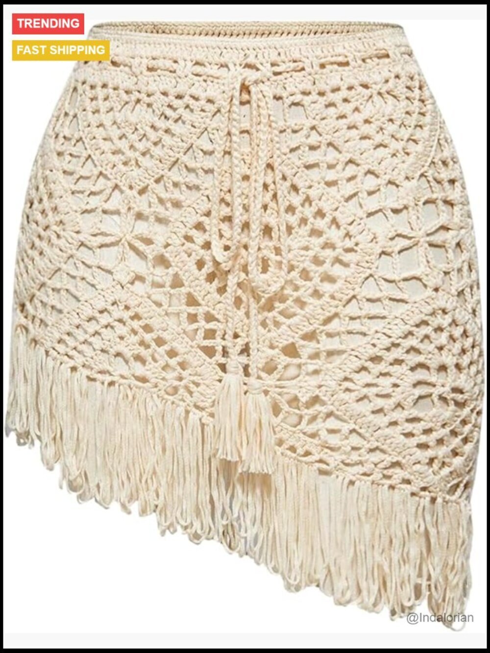 Crochet Hollow Out Fringe Beach Skirt Sheer Cover Up Boho